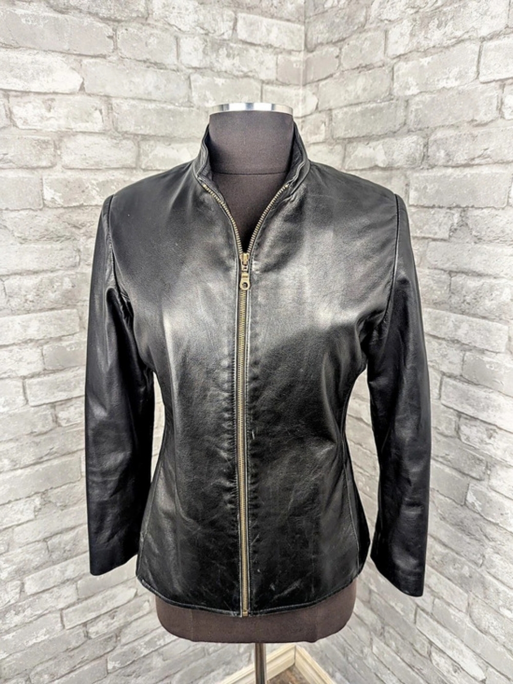 Mercury Black Moto Genuine Leather Jacket Size Medium Made In Canada